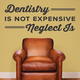 Dentistry Is Not Expensive Neglect Is, Wall Decal, 0360, Dental Office Wall Lettering