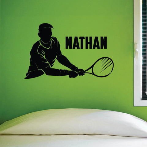 Personal Name Tennis Wall Graphic, 0430, Personalized Boys Tennis Wall Decal,