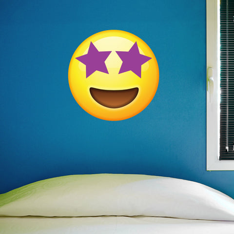 Star Eyes Emoji Wall Graphic - 28"h x 28"w - Large Emoji Wall Decal - 0446