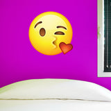 Kiss Emoji Wall Sticker - 28"h x 28"w - Large Emoji Wall Decal - 0448