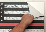 Thin Red Line American Flag Distorted Wall Decal Sticker - 0456 - 14"h x 24"w