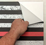 Thin Blue Line & Thin Red Line American Flag Distorted Wall Decal Sticker - 0458 - 14"h x 24"w