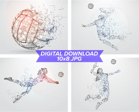 Digital Download 10x8 Volleyball Wall Art - Set of 4 files - 0549